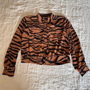 All Saints Brown and Black Animal Print Top